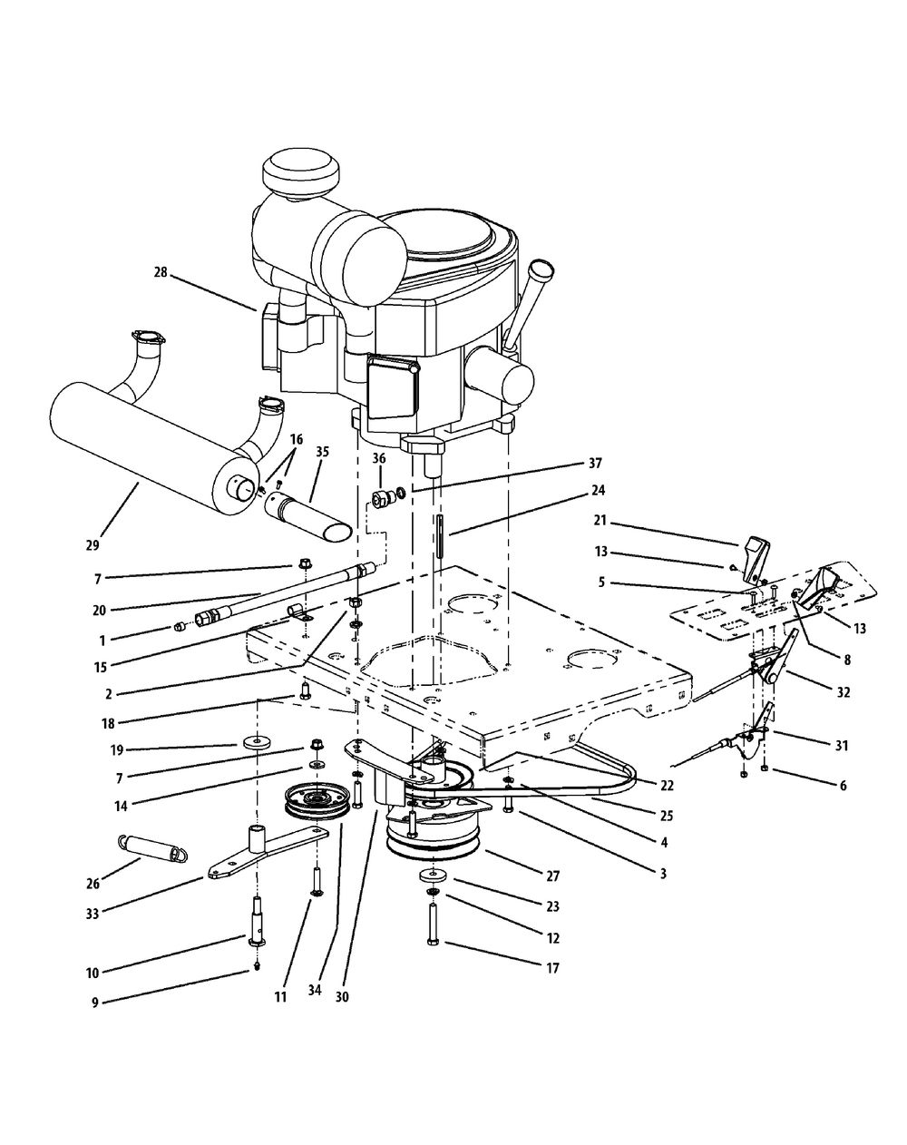 Kawasaki Engine Accessories 37hp Diagram and Parts List for M72-KW (53BI8CT8050-37HP)(2011 & After) Cub Cadet Lawn Tractor